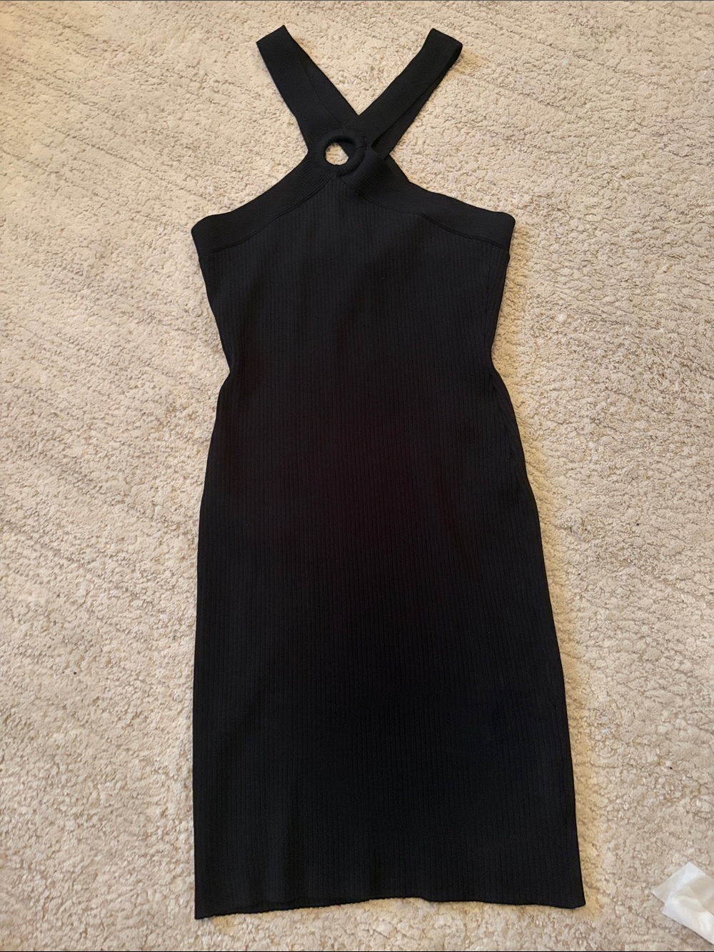 John + Jenn Black Ribbed Halter Midi Dress